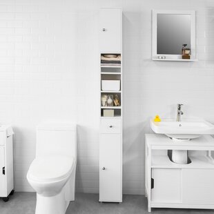 Narrow shelving unit for shop bathroom